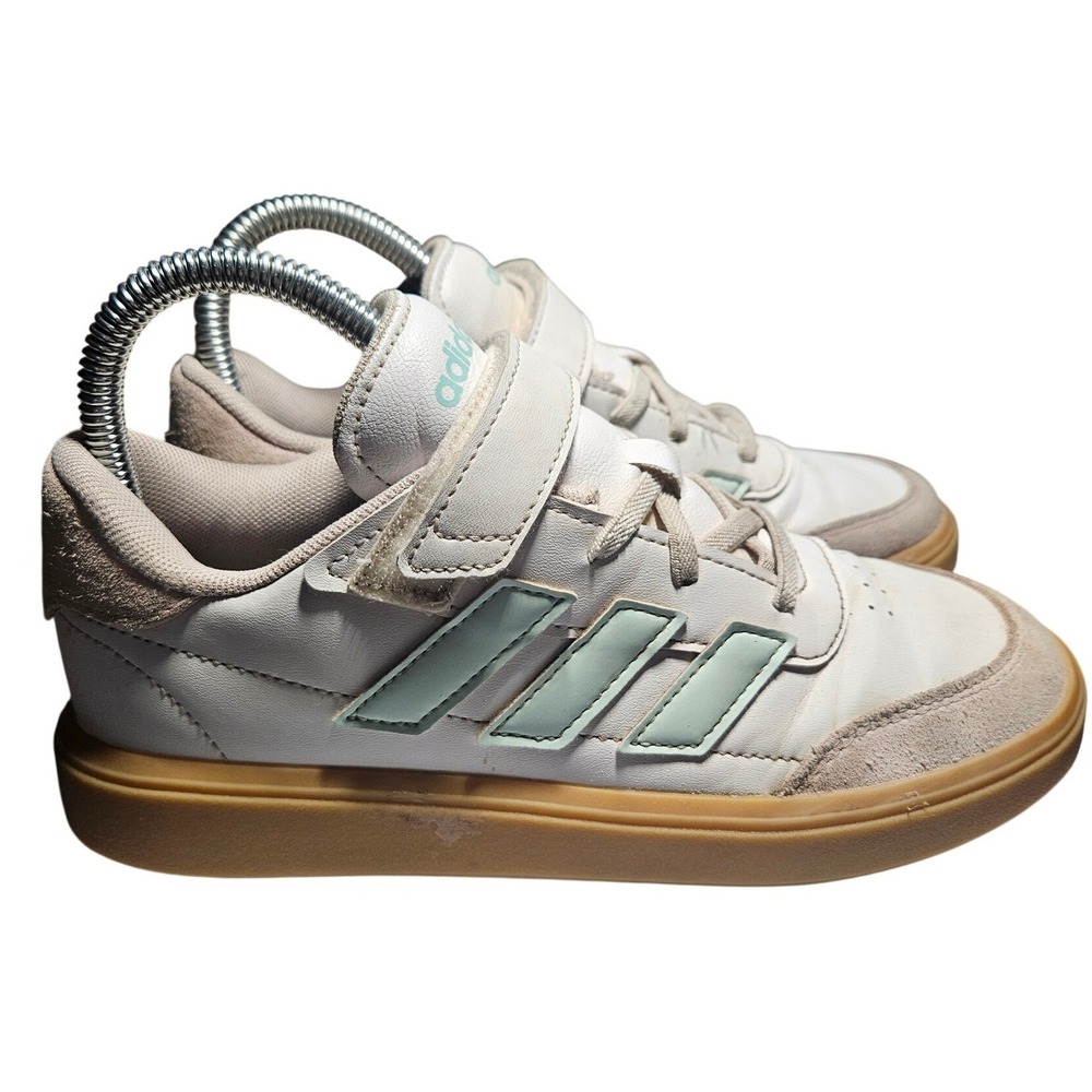Adidas Breaknet 2.0 Sneakers Kids Size 1 White Mint Hook-and-Loop Gumsole